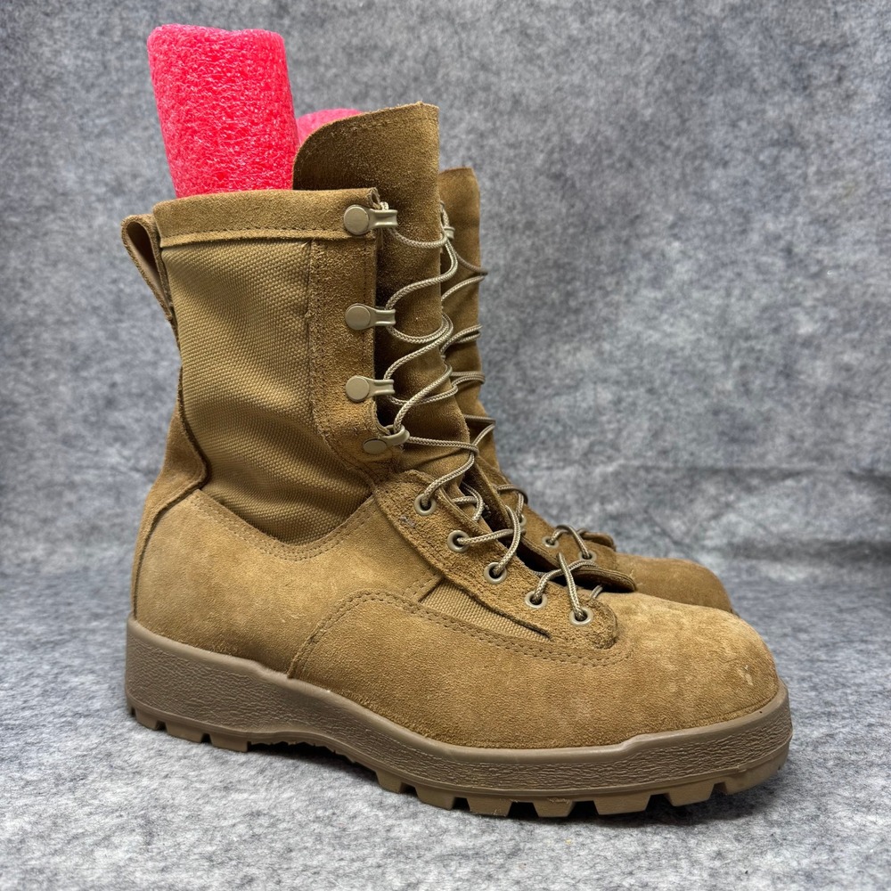 McRae Combat Boots Mens Sz 9W US Military Brown Leather Hot Weather USA Vibram